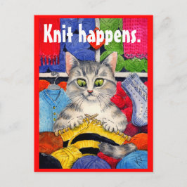 Funny Strickkitty Postcard Postkarte