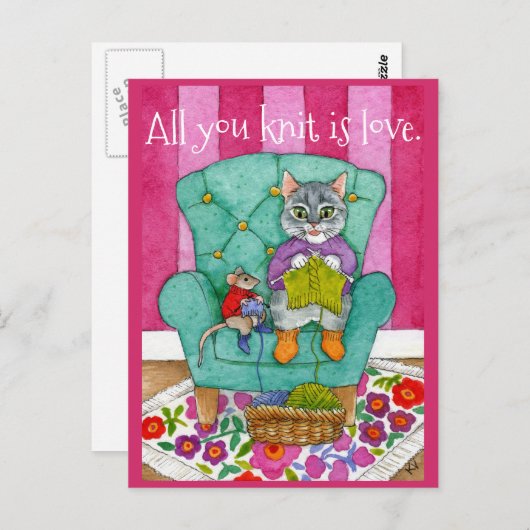 Funny Strike Cat and Maus Postcard Postkarte (Vorne/Hinten)