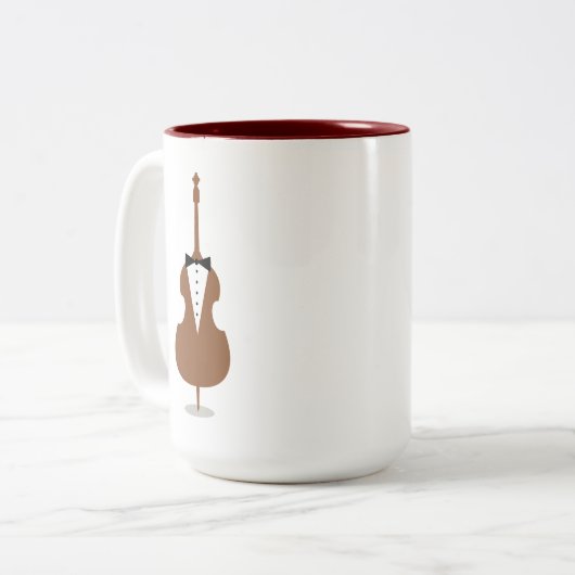 Funny String Bass Music Instrument Zweifarbige Tasse (Vorderseite Links)