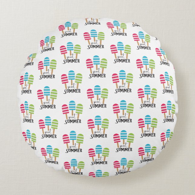 Funny Strip Popsicles Rundes Kissen (Vorderseite)