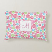 Funny Striped Candies in Pastellfarben Monogramm Dekokissen (Rückseite)