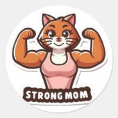 Funny Strong Cat Mom Sticker (Vorderseite)