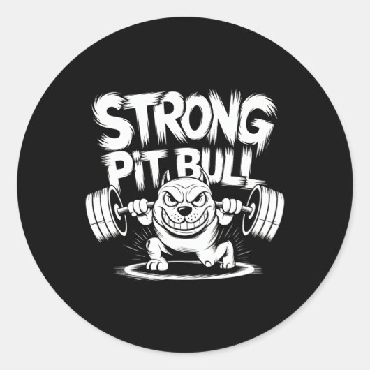 Funny Strong Crucifix Lifting Pitbull Runder Aufkleber (Vorderseite)