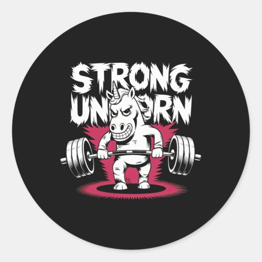 Funny Strong Deadlift Bodybuilding Unicorn Runder Aufkleber (Vorderseite)