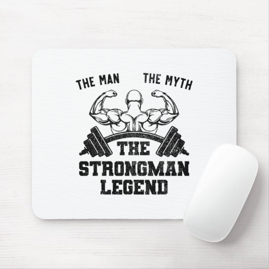 Funny Strongman The Man The Myth The Strongman Leg Mousepad (Mit Mouse)