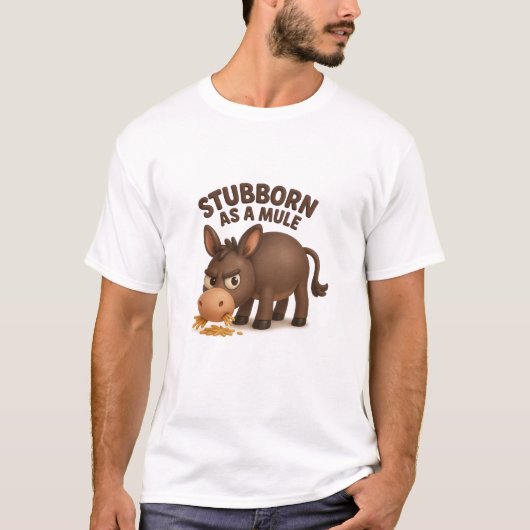 Funny stubborn mule – grumpy cartoon donkey T-Shirt (Vorderseite)