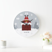 Funny Stuck Santa benutzerdefinierte Monogramm Wan Große Wanduhr (Zuhause)