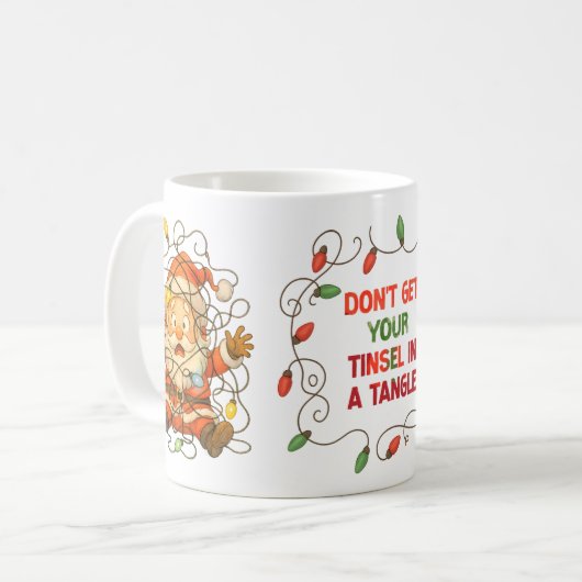 Funny Stuck Santa Christmas Mug Kaffeetasse (Vorderseite Links)