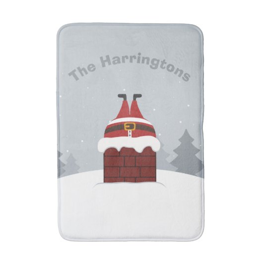 Funny Stuck Santa individuelle Name Badematten (Vorderseite Vertikal)