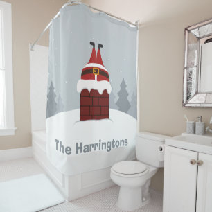 Funny Stuck Santa individuelle Name Duschvorhang