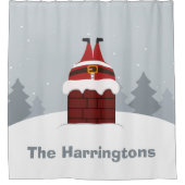 Funny Stuck Santa individuelle Name Duschvorhang (Vorderseite)