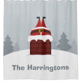 Funny Stuck Santa individuelle Name Duschvorhang