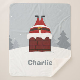 Funny Stuck Santa individuelle Name Fleece Decke Sherpadecke