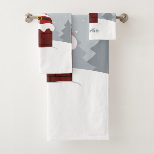 Funny Stuck Santa individuelle Name Handtuchhandtu Badhandtuch Set (Insitu)
