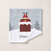Funny Stuck Santa individuelle Name Handtuchhandtu Badhandtuch Set (Waschlappen)