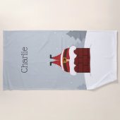 Funny Stuck Santa individuelle Name Strandtuch (Vorderseite)