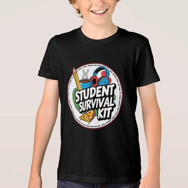 Funny Student Survival Kit Zurück zum Shirt (Vorderseite)