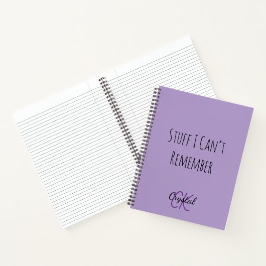 Funny Stuff I Can’t Remember Monogram Notebook Notizblock (Innenseite)