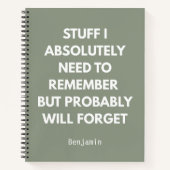 Funny "Stuff I Need To Remember" Personalized Notizblock (Vorderseite)