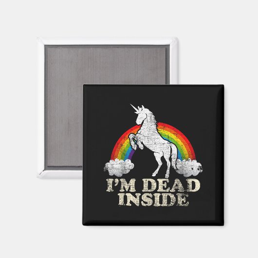 Funny Stuff - Unicorn I'm Dead Inside Sarcastic De Magnet (Vorderseite/Rückseite)
