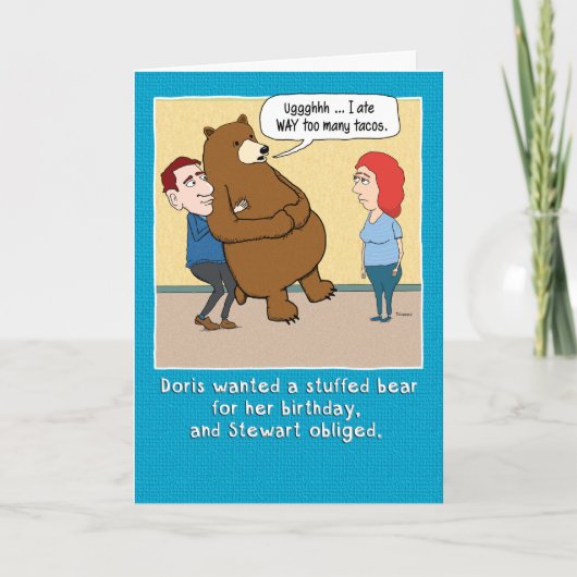 Funny Stuffbär Geburtskarte Karte (Vorderseite)