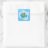 Funny Stylish Fish Quadratischer Aufkleber (Tasche)