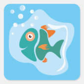 Funny Stylish Fish Quadratischer Aufkleber (Vorderseite)
