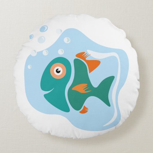 Funny Stylish Fish Rundes Kissen (Vorderseite)