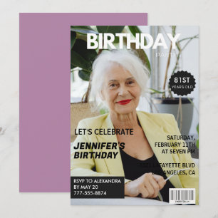 Funny Stylish Foto Magazine 81. Geburtstag Einladung
