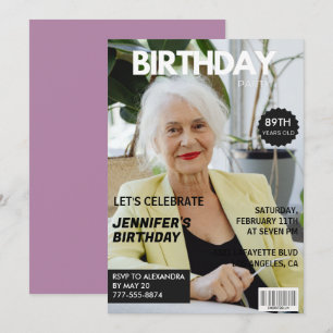 Funny Stylish Foto Magazine 89. Geburtstag Einladung