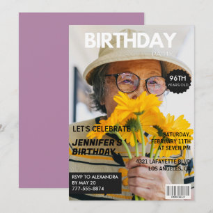 Funny Stylish Foto Magazine 96. Geburtstag Einladung
