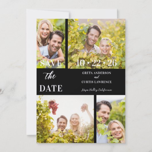 Funny & Stylish Unmatched 4 Multi Photos Wedding Save The Date (Vorderseite)