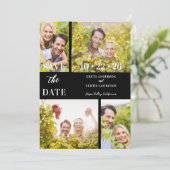 Funny & Stylish Unmatched 4 Multi Photos Wedding Save The Date (Stehend Vorderseite)