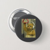 Funny Subway Cat Meme Stud Brainrot Cats Humor Kit Button (Vorne & Hinten)