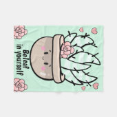 Funny Succulent BeLeaf in Sie selbst Ermutigung Fleecedecke (Vorderseite (Horizontal))