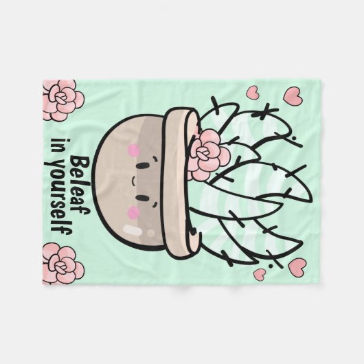 Funny Succulent BeLeaf in Sie selbst Ermutigung Fleecedecke (Vorderseite (Horizontal))