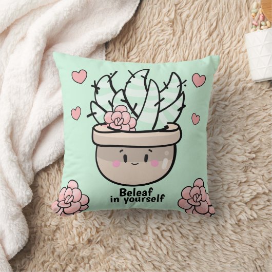 Funny Succulent BeLeaf in Sie selbst Ermutigung Kissen (Decke)