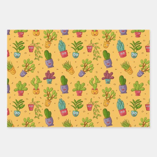Funny Succulent Cactus Wrapping Paper Set Geschenkpapier Set (Vorderseite 3)