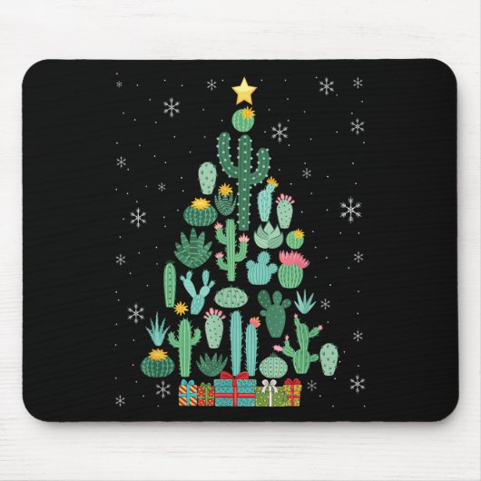 Funny Succulent Christmas Tree Cactus Gardener Mousepad (Vorne)