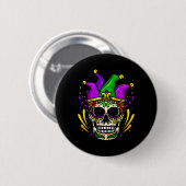 Funny Sugar Skull Mardi Gras Party Apparel Men Wom Button (Vorne & Hinten)