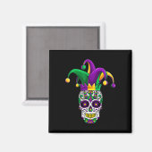 Funny Sugar Skull Mardi Gras Party Bekleidung Magnet (Vorderseite/Rückseite)