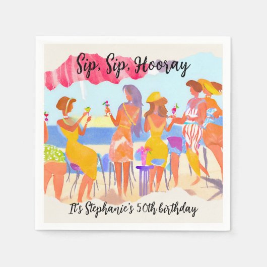 Funny Summer Beach Cocktail Frauen's 50. Geburtsta Serviette (Vorderseite)