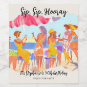 Funny Summer Beach Cocktail Frauen's 50. Geburtsta Weinetikett (Einzelnes Label)