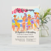 Funny Summer Beach Cocktail Women's 40th Birthday Einladung (Stehend Vorderseite)