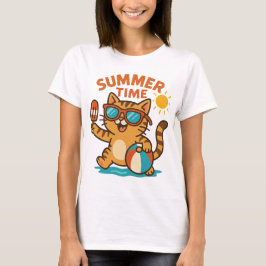 Funny Summer Cat T - Shirt