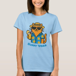 Funny Summer Cat T - Shirt - Niedlich Beach Vibes
