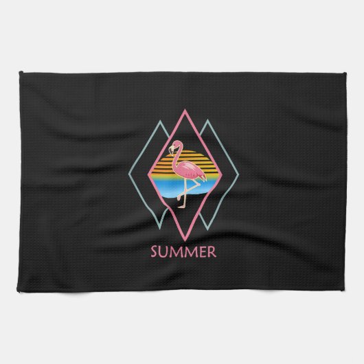 Funny Summer Flamingo | Niedlich Flamingo Lover Geschirrtuch (Horizontal)