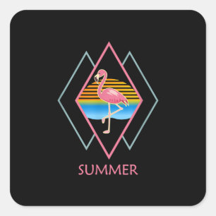 Funny Summer Flamingo Niedlich Flamingo Lover Quadratischer Aufkleber