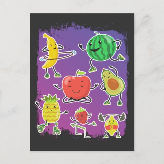 Funny Summer Fruits Gesunde Ernährung Sport Lover Postkarte (Vorderseite)