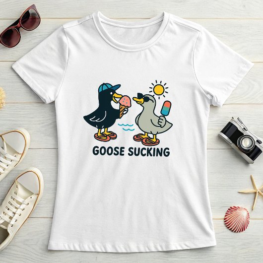 Funny Summer Goose; Goose with Ice Cream T-Shirt